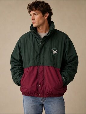 Vintage Triple F.A.T Goose Two-Tone Forest Green/Burgundy Windbreaker Jacket | L